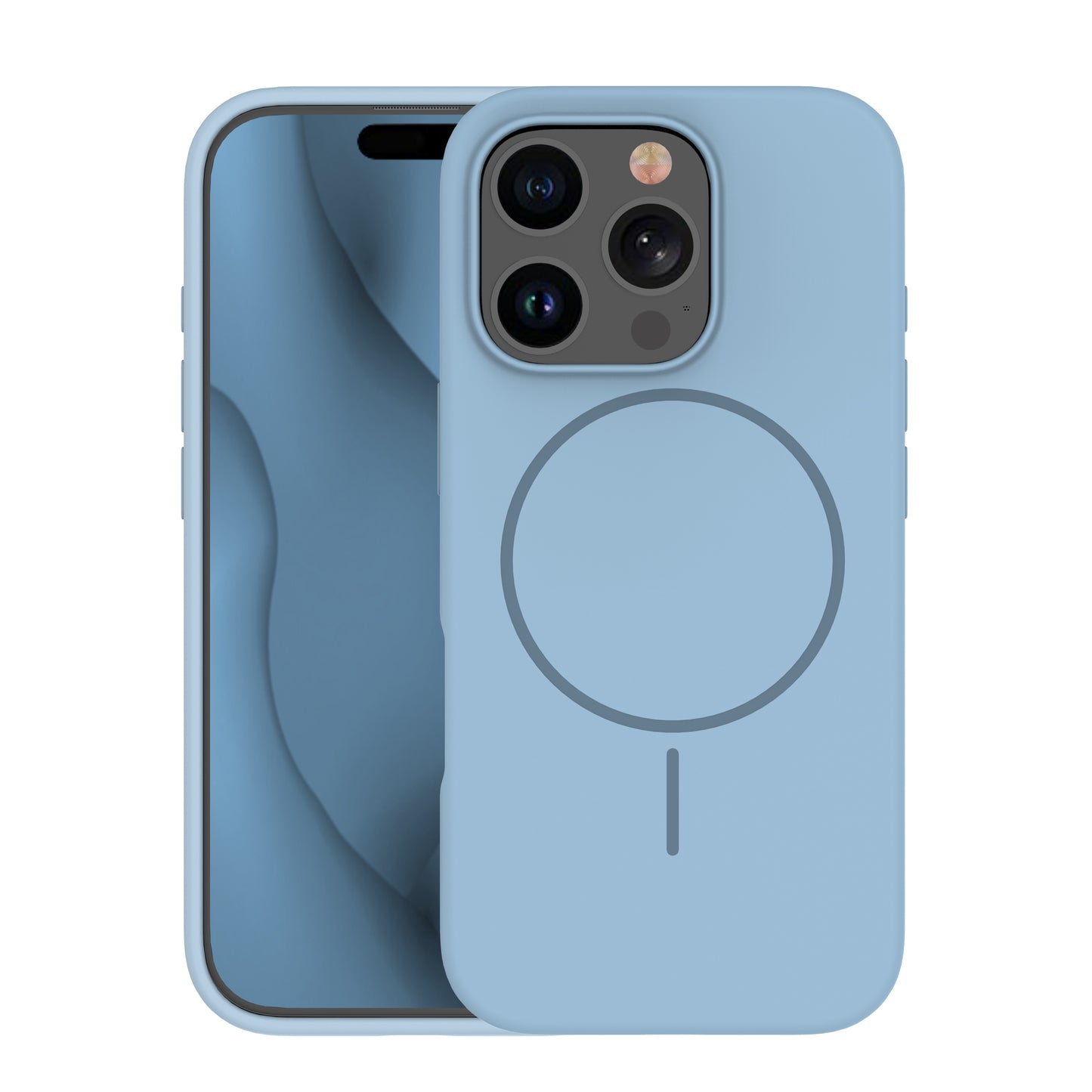 Custodia case silicone sottile MagSafe magnetica per iPhone 16e Light Blu