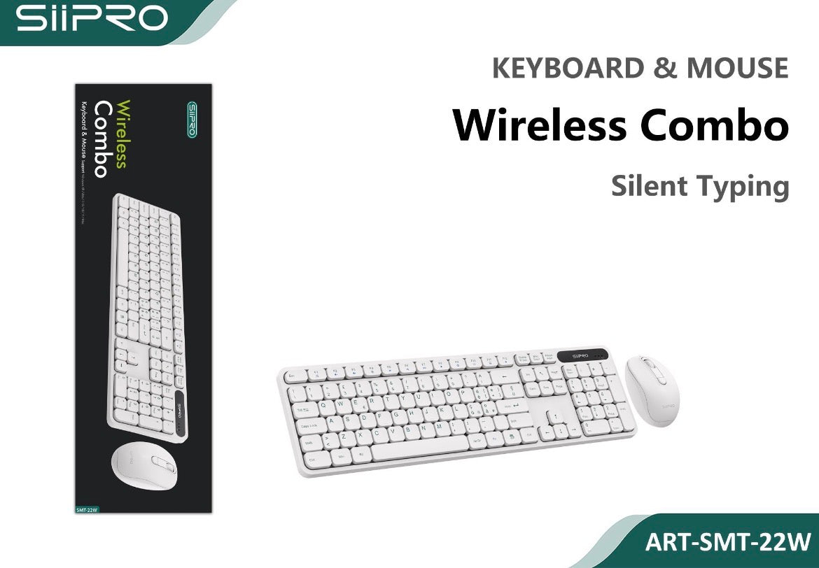 Tastiera e Mouse Combo Wireless Siipro compatibile Windows e Mac SMT-22W