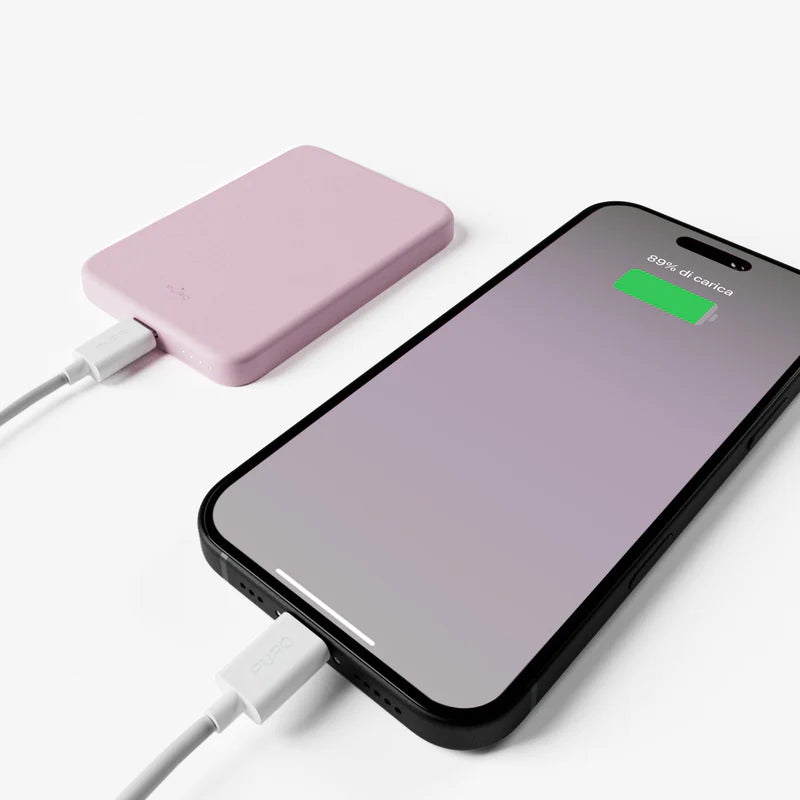 Power Bank Wireless Puro compatibile con tecnologia MagSafe “Mini Power Mag” 4200 mAh Rosa