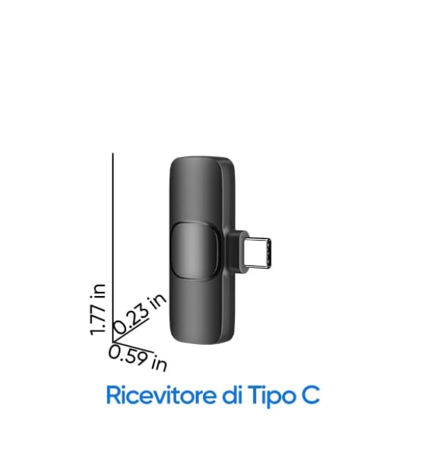 Wireless Microphone Plug Play con attacco per Smartphone Tipo-c-