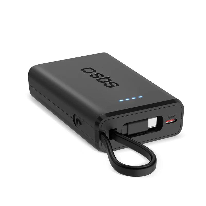 Powerbank SBS Power Delivery 20W da 10000 mAh con cavo USB-C integrato