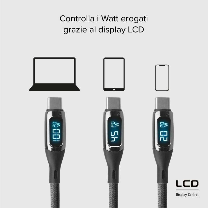 Cavo dati e ricarica con Power Delivery 100 Watt SBS - Connettori USB-C maschio