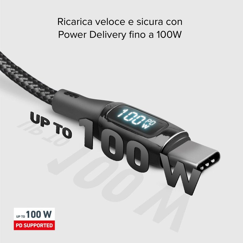 Cavo dati e ricarica con Power Delivery 100 Watt SBS - Connettori USB-C maschio