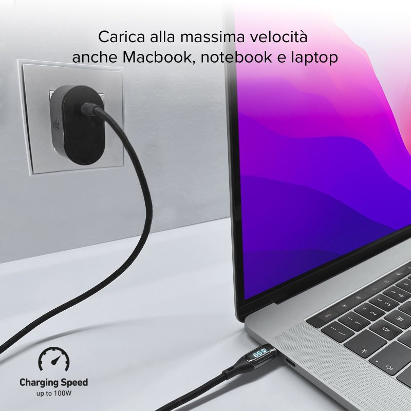 Cavo dati e ricarica con Power Delivery 100 Watt SBS - Connettori USB-C maschio