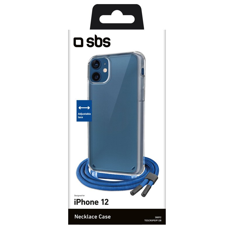 Cover trasparente con laccio da collo colorato per iPhone 12/12 Pro SBS