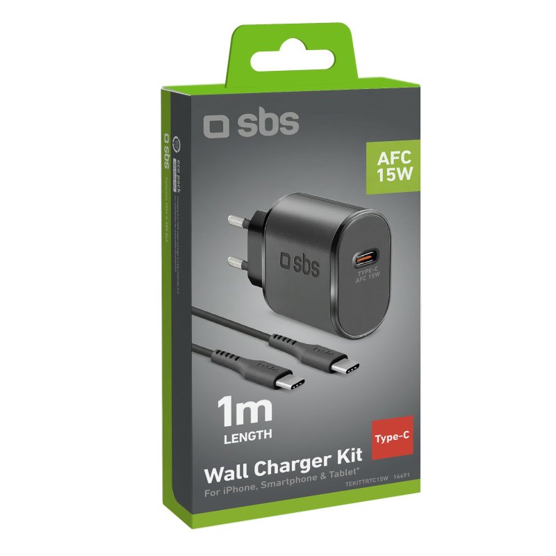 Kit con caricatore da rete 15W e cavo USB-C - USB-C SBS