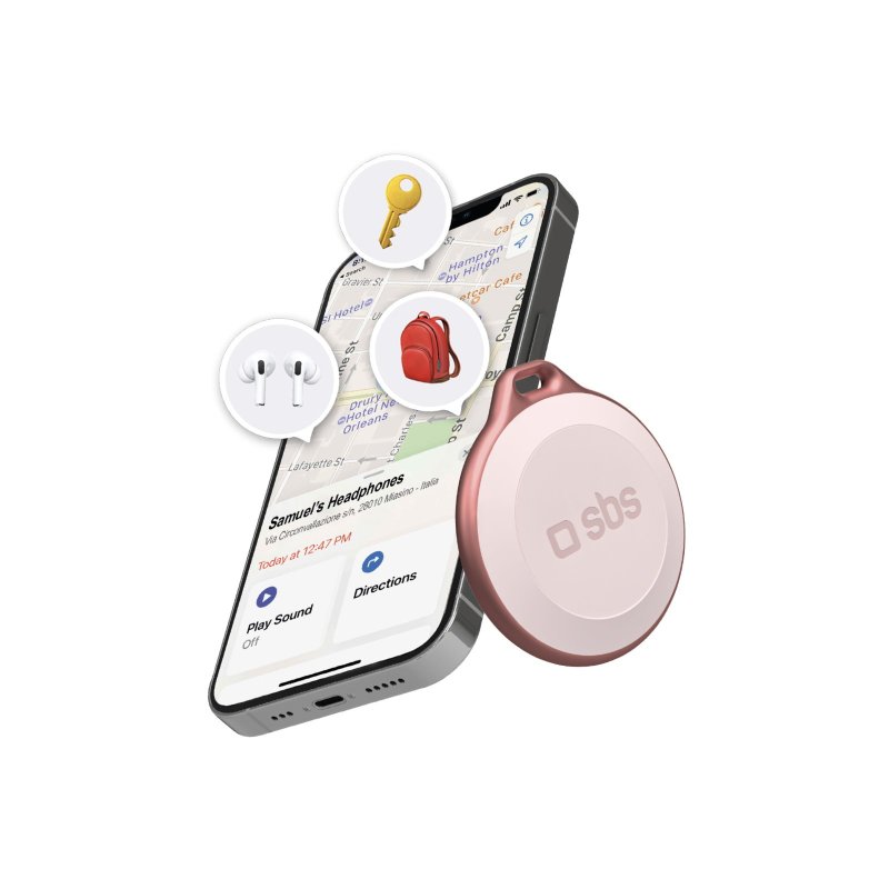 Localizzatore Rosa di oggetti water resistant compatibile con Apple Find My Dov'e