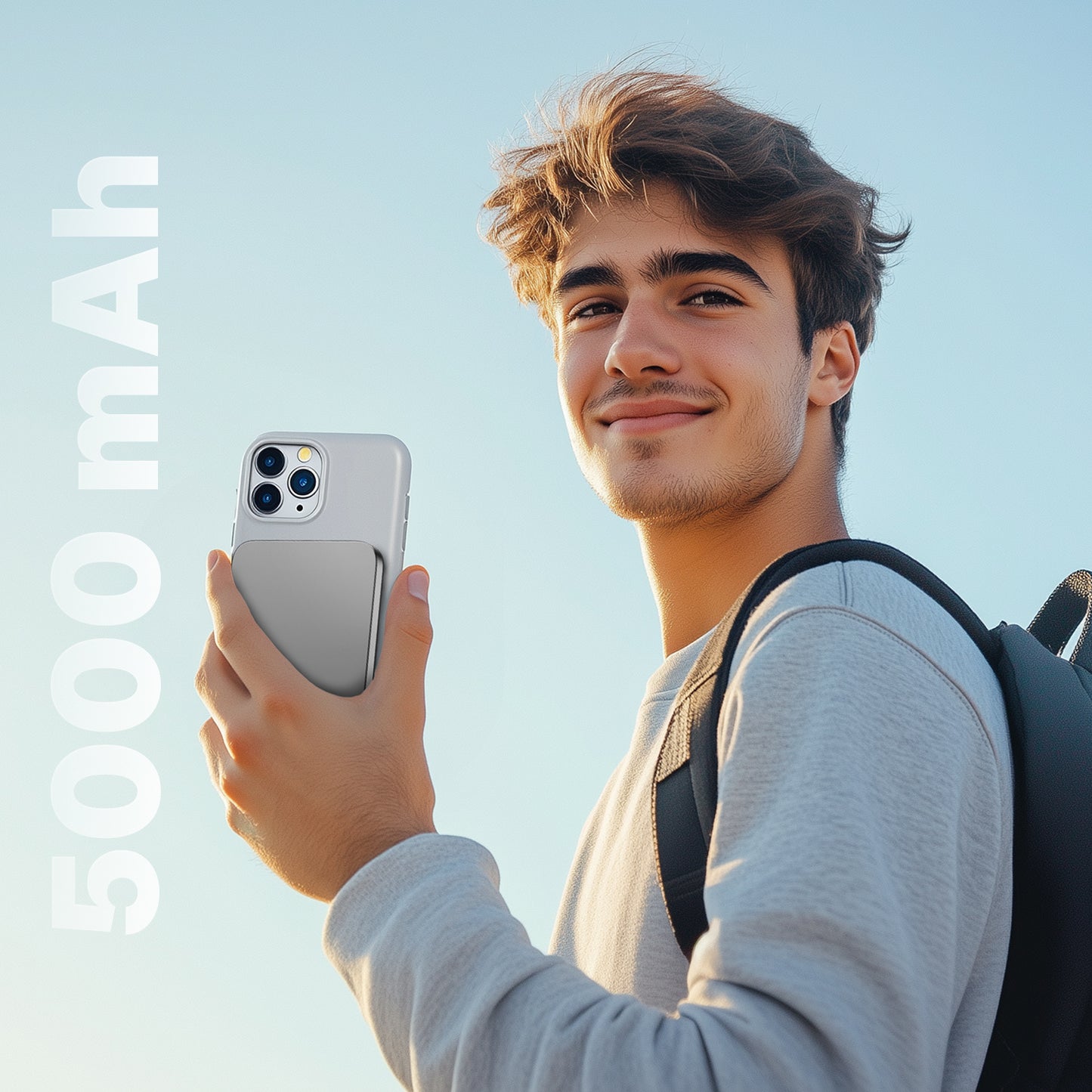 QUALO Slim MagSafe power bank 5000 mAh 20W grigio QMPB5-20-18