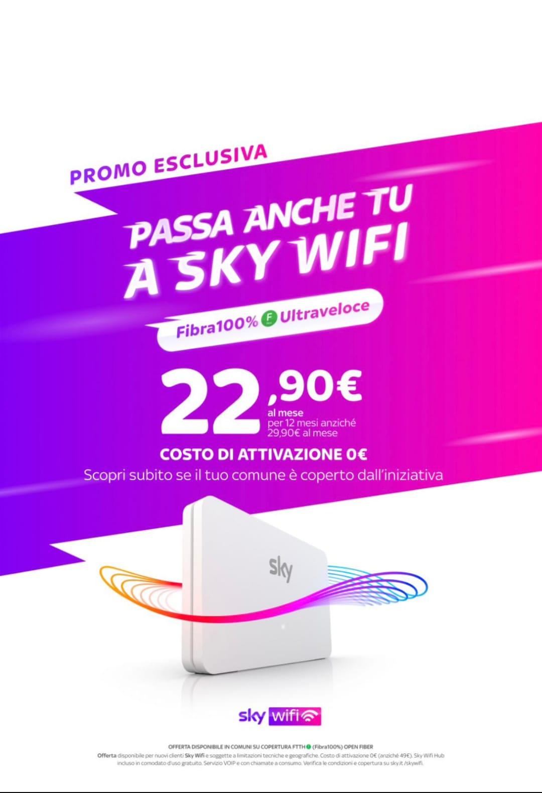 Sky wi-fi € 22,90 al mese