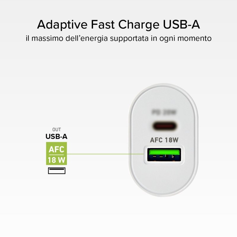 Carica batterie caricatore 20 Watt SBS - Ricarica ultra rapida e due porte USB