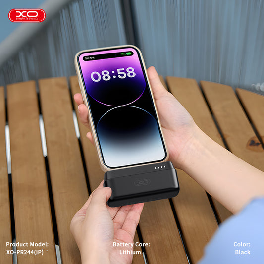 XO power bank mini PR244 20W 5000 mAh per iPhone connector Black