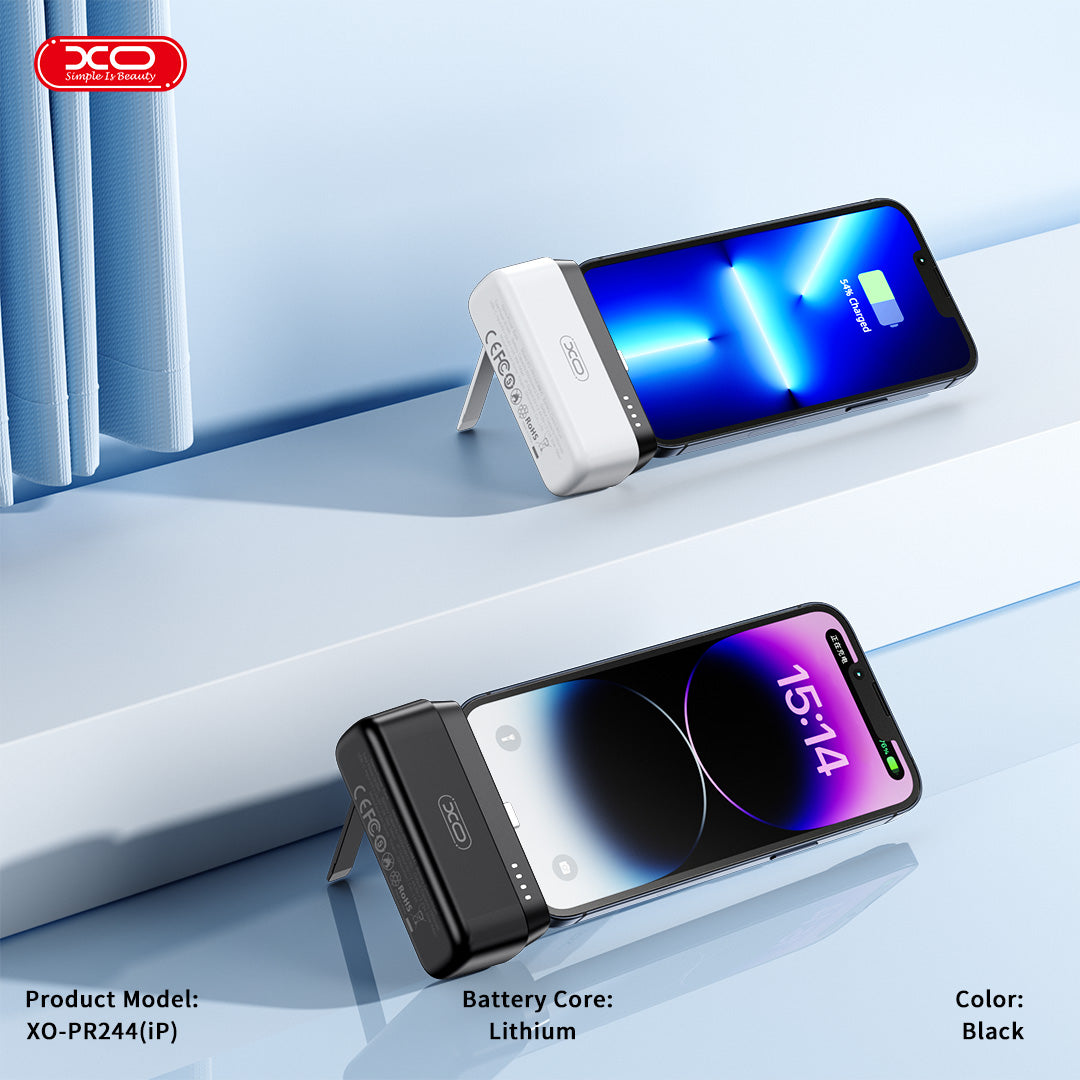 XO power bank mini PR244 20W 5000 mAh per iPhone connector Black
