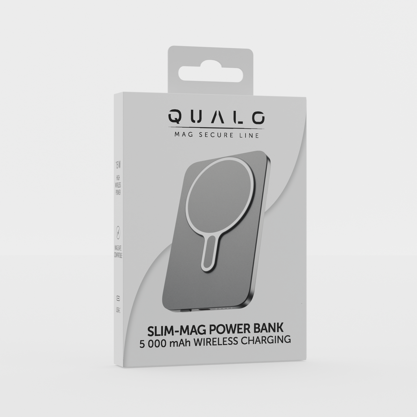 QUALO Slim MagSafe power bank 5000 mAh 20W grigio QMPB5-20-18