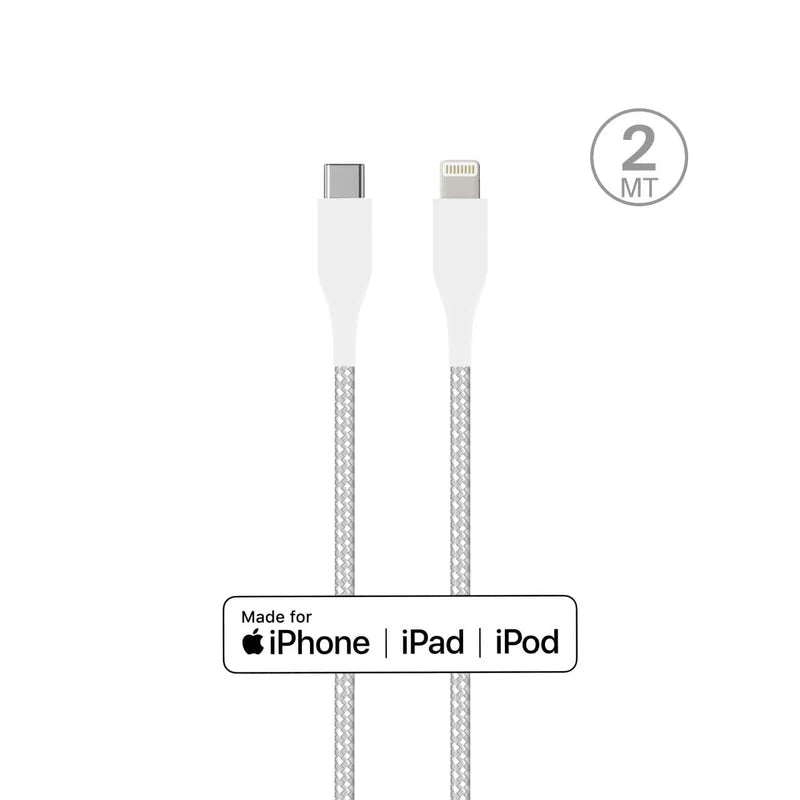 Cavo di ricarica e sincronizzazione Fabrik Ultra-Strong 20W da USB-C a Lightning 2 Mt MFI