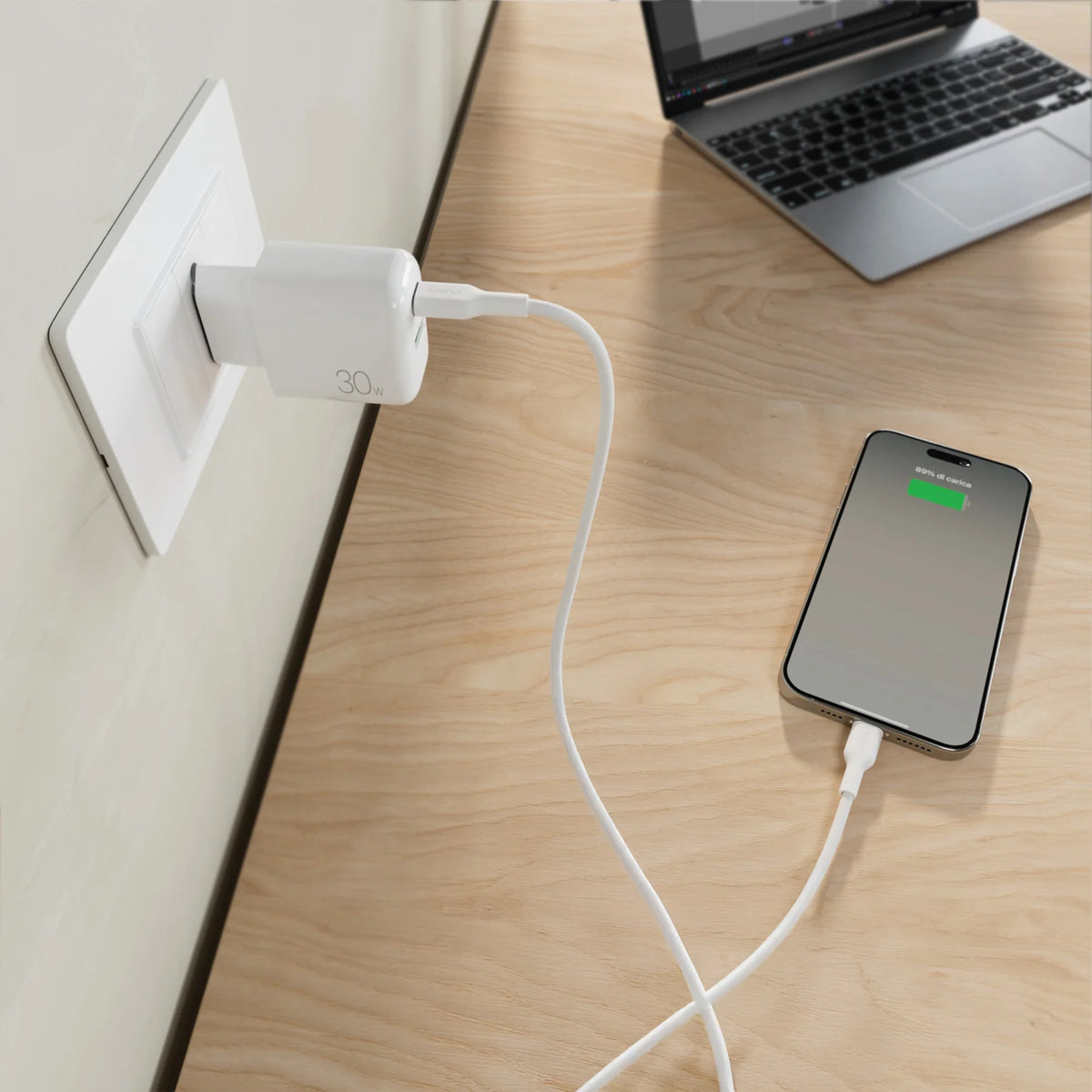 Kit Energia CaricabatteriePuro 30W USB‑A/USB‑C + cavo USB‑C