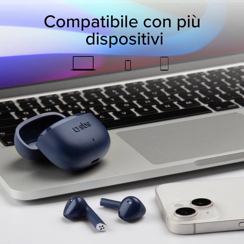 Auricolari wireless con tecnologia True Wireless Stereo TWS One Color Blu