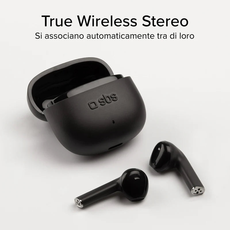 Auricolari wireless con tecnologia True Wireless Stereo TWS One Color Nero
