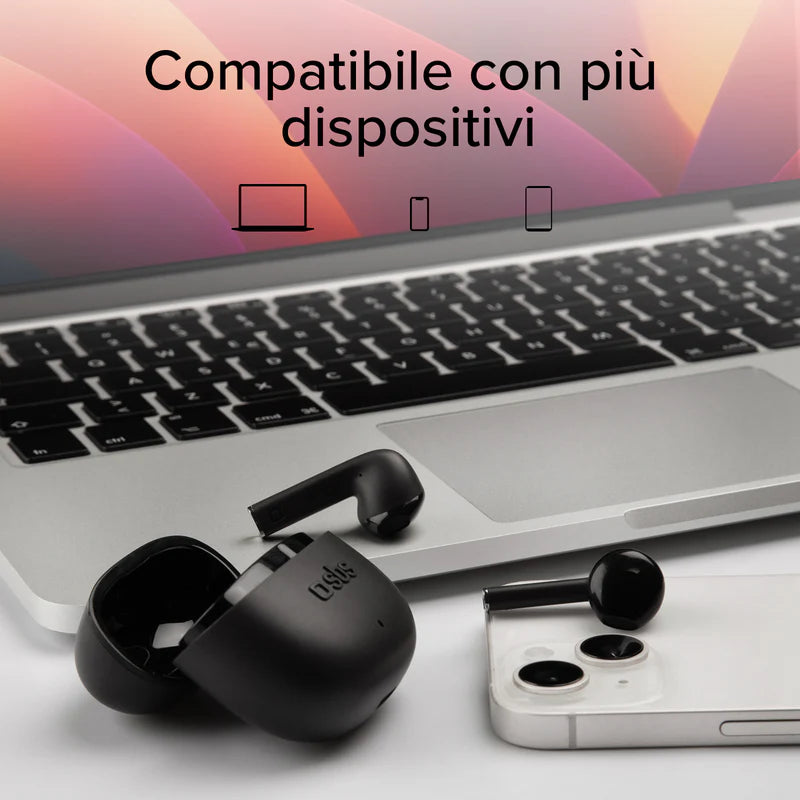 Auricolari wireless con tecnologia True Wireless Stereo TWS One Color Nero