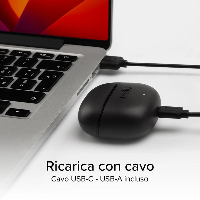 Auricolari wireless con tecnologia True Wireless Stereo TWS One Color Nero