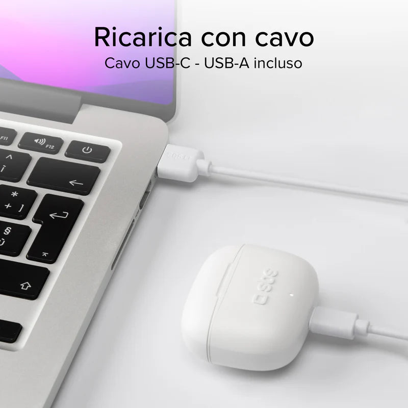 Auricolari wireless TWS semi in-ear SBS Go Pods bianco