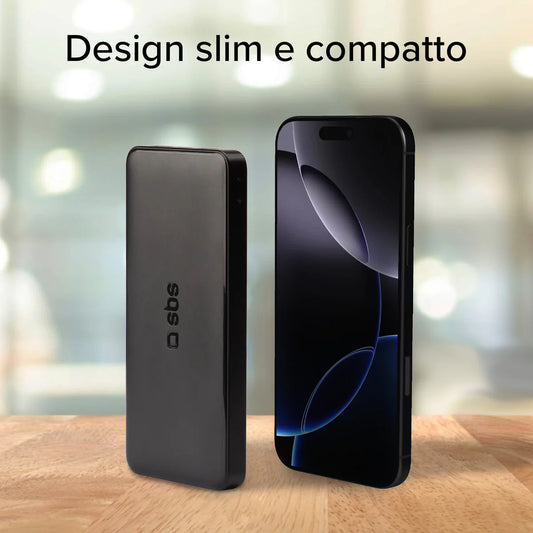 Power bank 10.000 mAh SBS extra slim con porta USB 2.1A Intelligent Charge