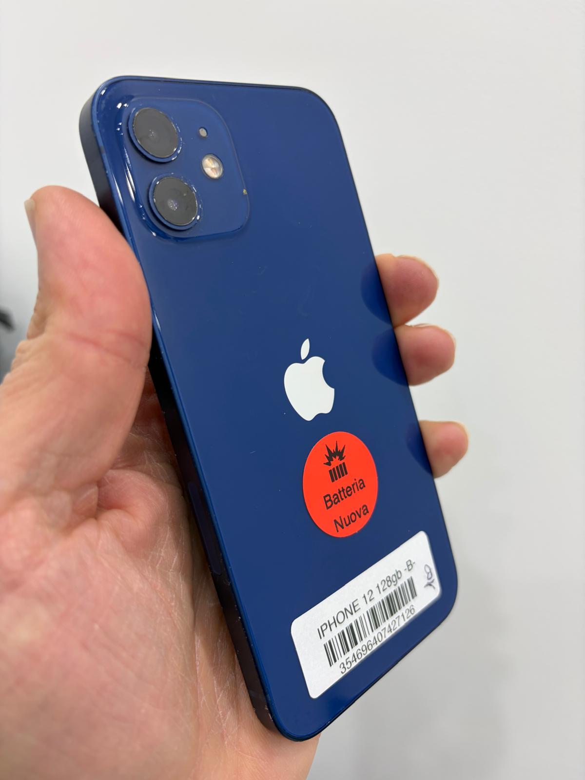 iPhone 12 128gb blu ricondizionato accettabile batteria 100% nuova