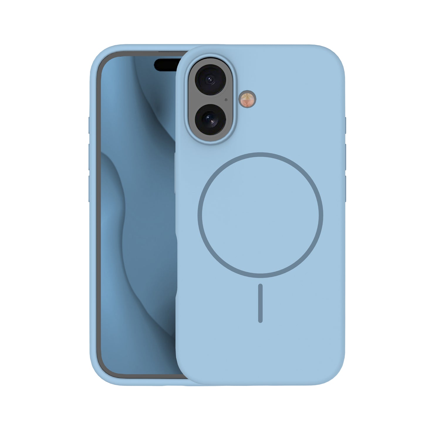 Custodia case silicone sottile MagSafe magnetica per iPhone 16 Light Blu