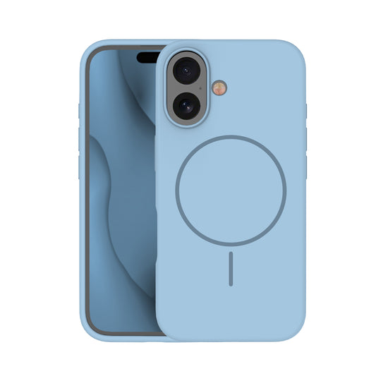 Custodia case silicone sottile MagSafe magnetica per iPhone 16 Light Blu