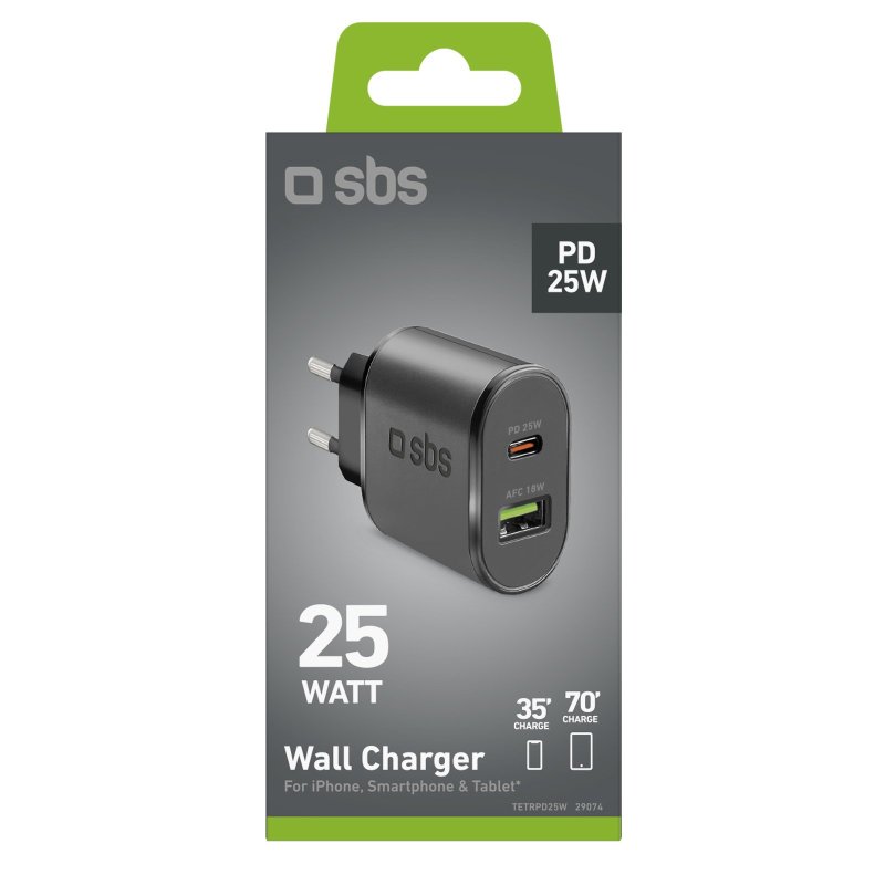 Caricatore caricabatterie 25 Watt SBS - Ricarica ultra rapida e uscita USB-C