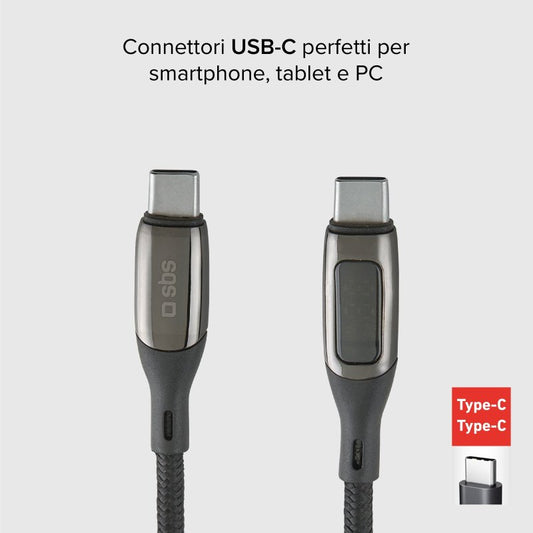 Cavo dati e ricarica con Power Delivery 100 Watt SBS - Connettori USB-C maschio