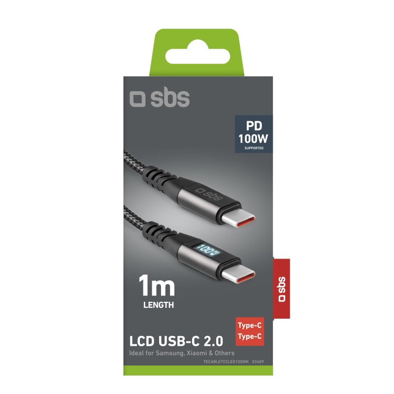 Cavo dati e ricarica con Power Delivery 100 Watt SBS - Connettori USB-C maschio