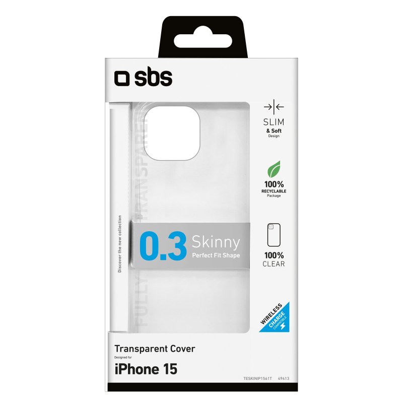 Cover Trasparente SBS Skinny per iPhone 15