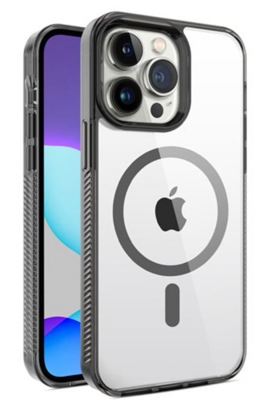 Cover rigida magnetica bordo grigio ANTISHOCK per iPhone 14 Pro Max