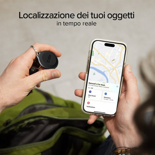Localizzatore Nero di oggetti water resistant compatibile con Apple Find My Dov'e