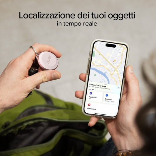 Localizzatore Rosa di oggetti water resistant compatibile con Apple Find My Dov'e