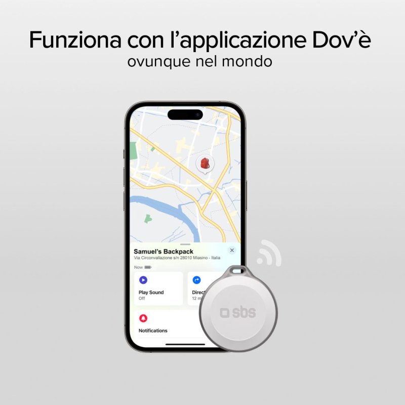 Localizzatore Bianco di oggetti water resistant compatibile con Apple Find My Dov'e