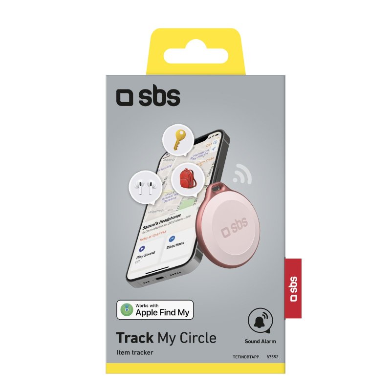 Localizzatore Rosa di oggetti water resistant compatibile con Apple Find My Dov'e