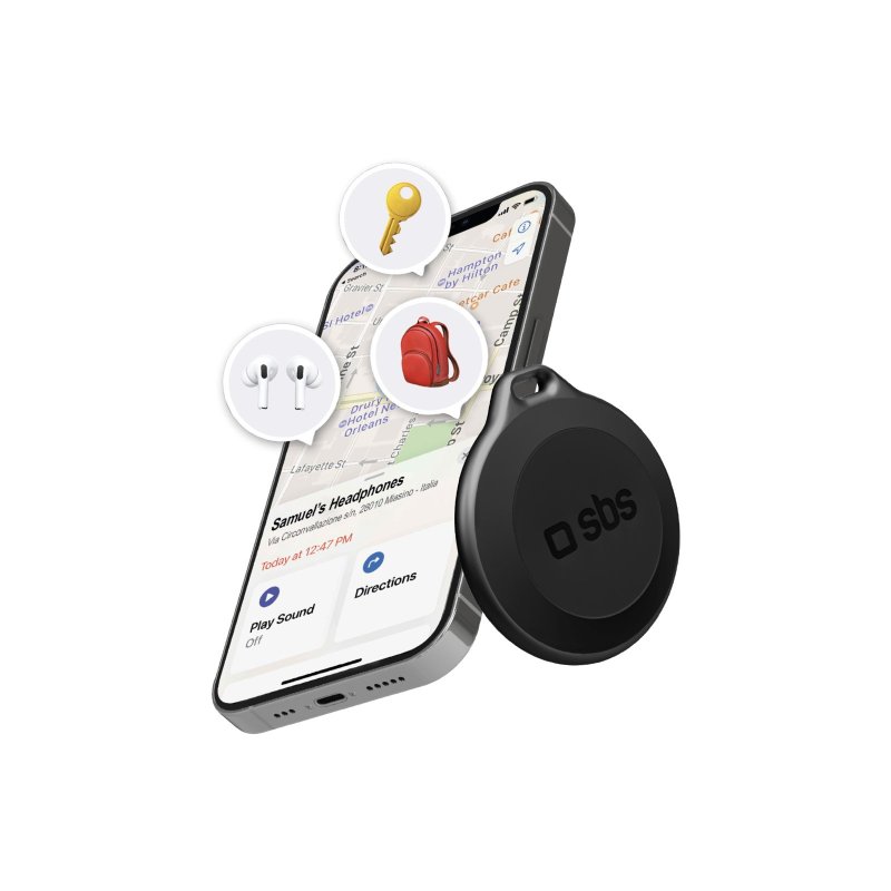 Localizzatore Nero di oggetti water resistant compatibile con Apple Find My Dov'e
