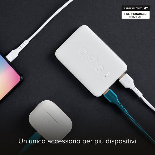 Power bank Pocket 5.000 mAh SBS - Ricarica rapida con porta USB 2.1A Intelligent Charge (IC)