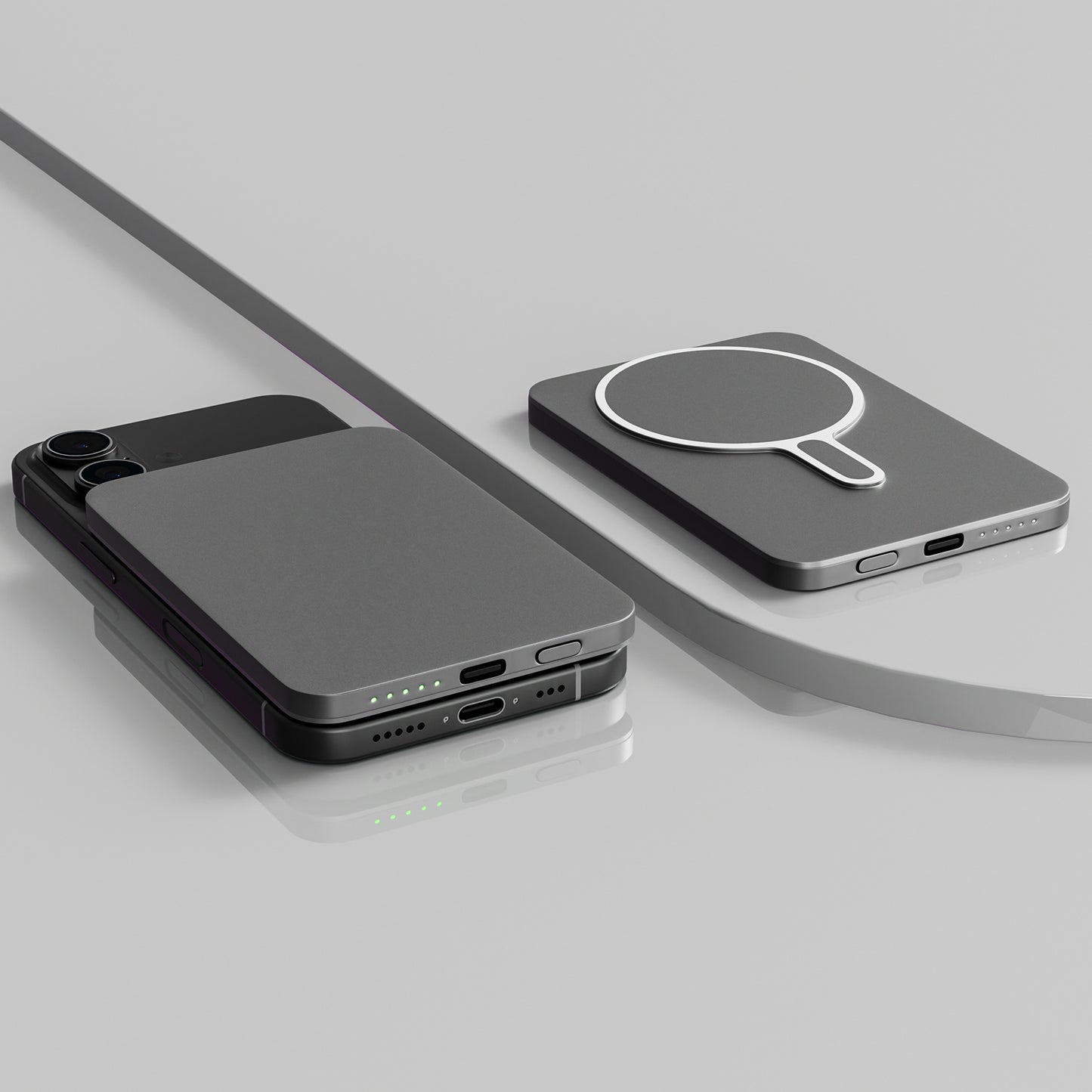 QUALO Slim MagSafe power bank 5000 mAh 20W grigio QMPB5-20-18