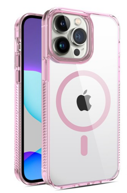 Cover rigida magnetica bordo rosa ANTISHOCK per iPhone 14 Pro Max