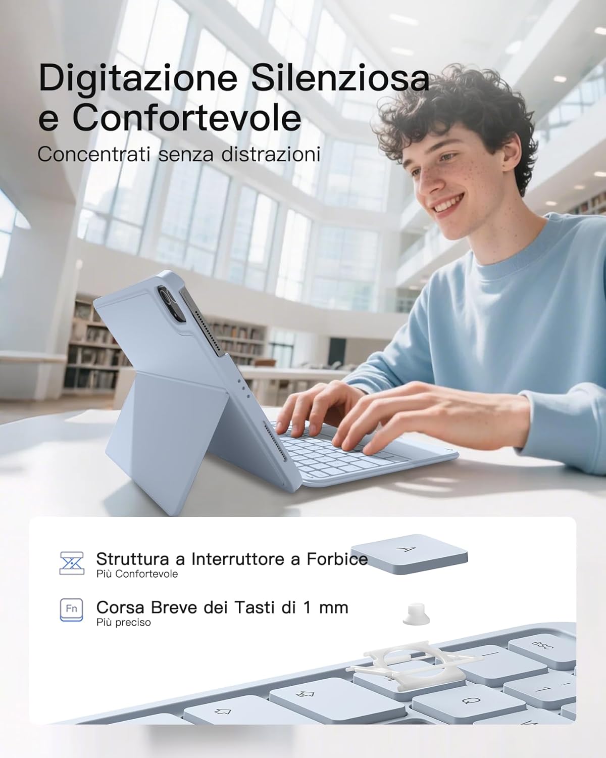 Custodia Tastiera per iPad 11a 10a Gen (10,9") Air 11" M3/M2 Air 6/5/4a Pro 11 4a-1a Nera