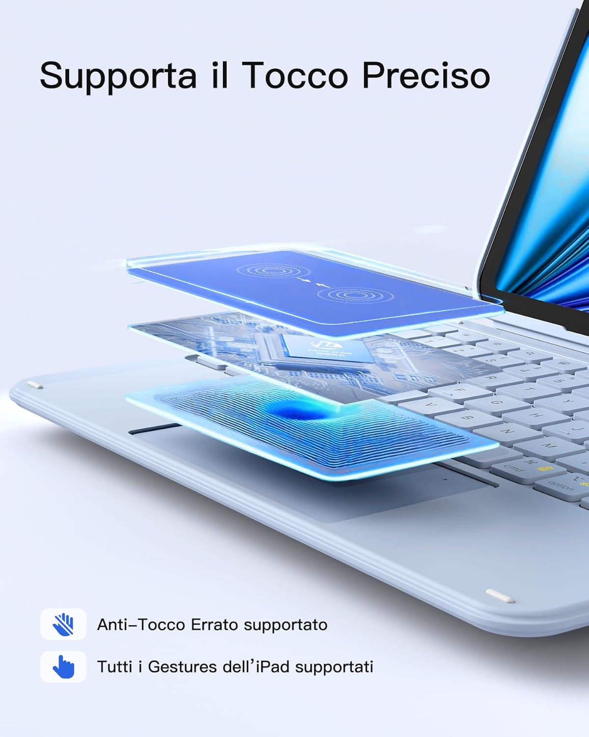 Custodia Tastiera per iPad 11a 10a Gen (10,9") Air 11" M3/M2 Air 6/5/4a Pro 11 4a-1a Nera