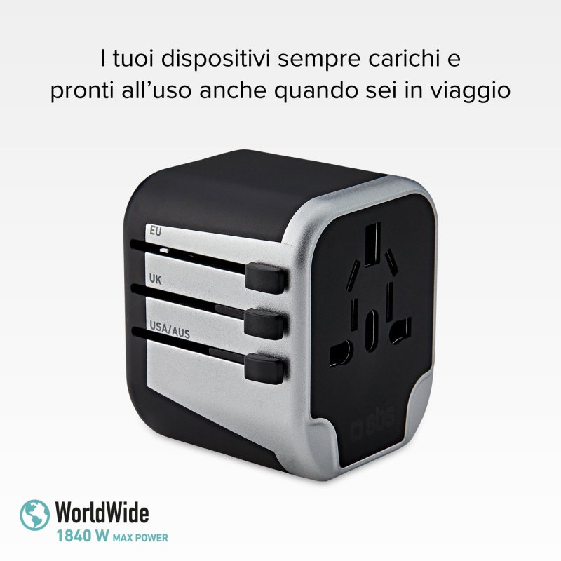 Universal Travel Adapter 12W EU, UK, ES e AUS SBS