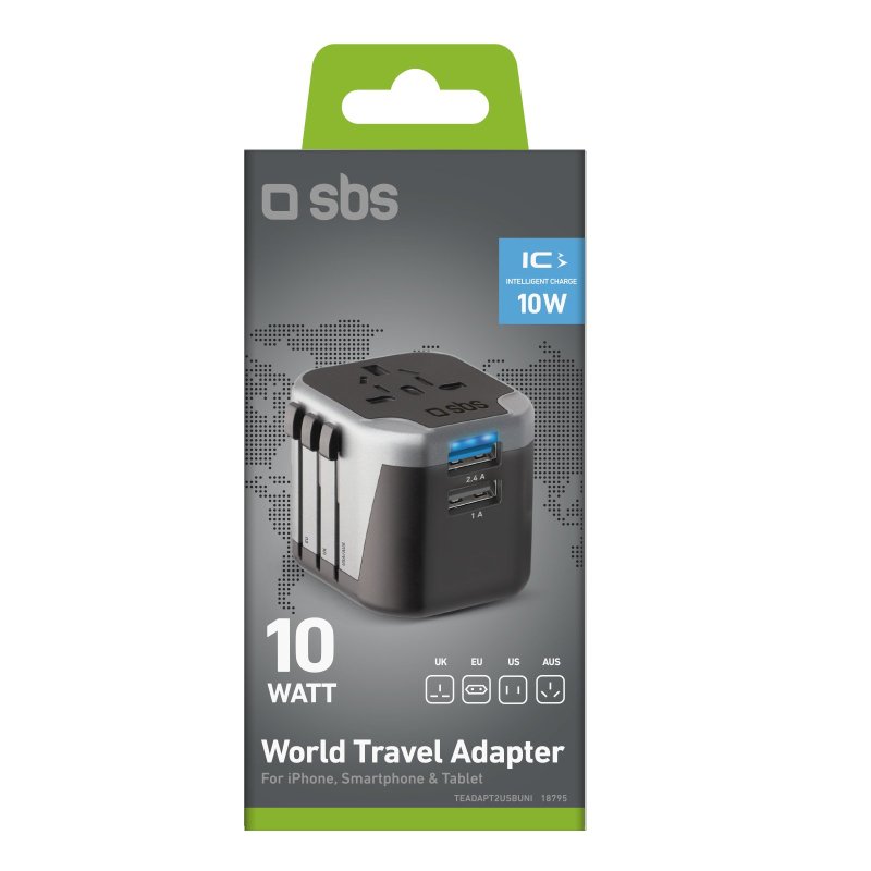 Universal Travel Adapter 12W EU, UK, ES e AUS SBS