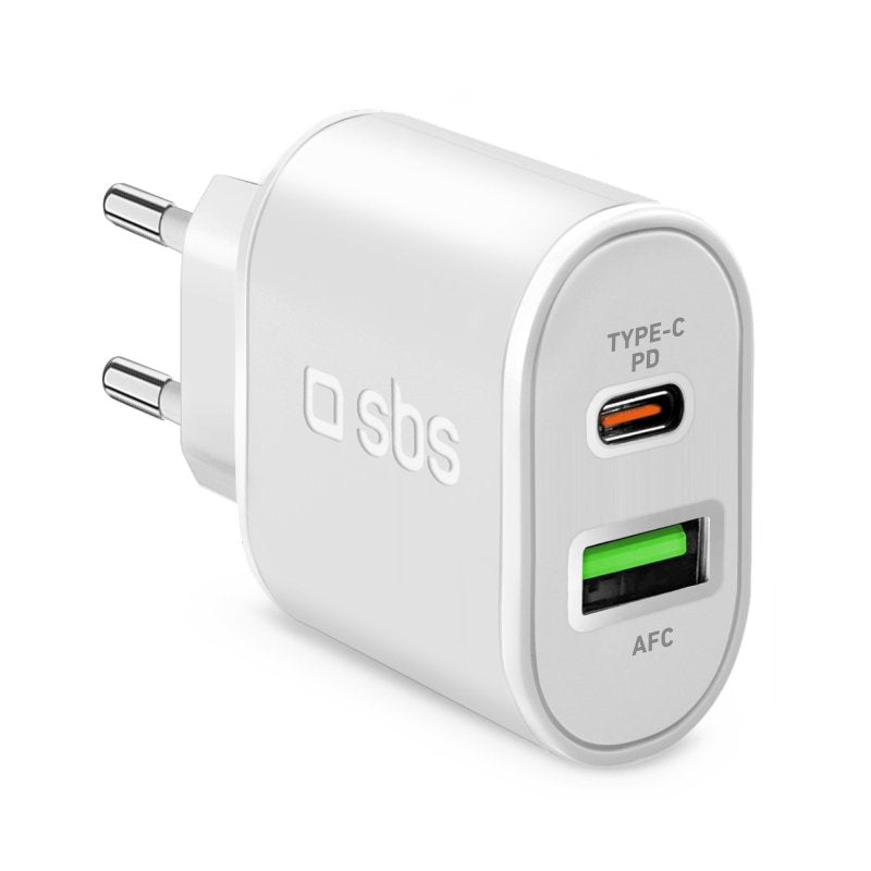 Carica batterie caricatore 20 Watt SBS - Ricarica ultra rapida e due porte USB